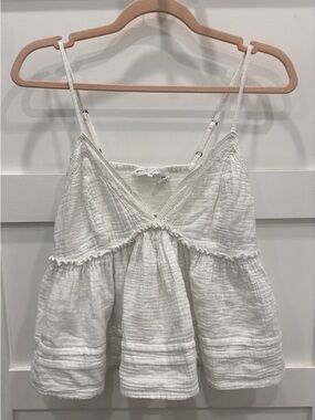 White 100% Cotton Midnight Sky Gauze Babydoll Crop Cami Top